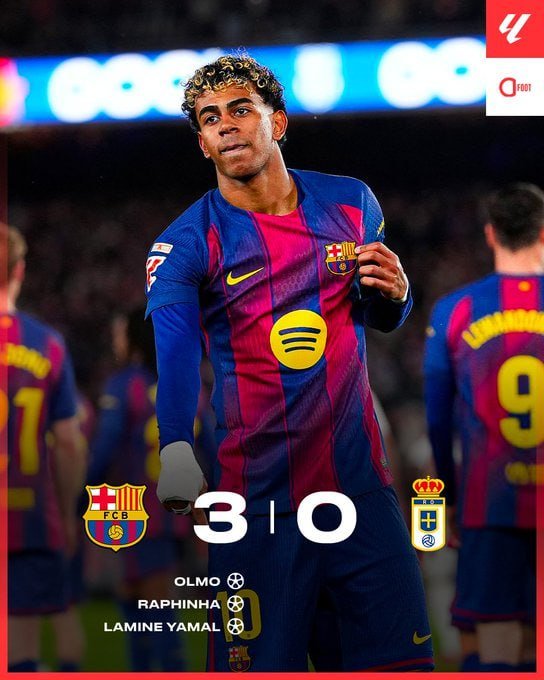 حقق برشلونة فوزًا واضحًا على ضيفه ريال أوفييدو بثلاثة أهداف دون رد